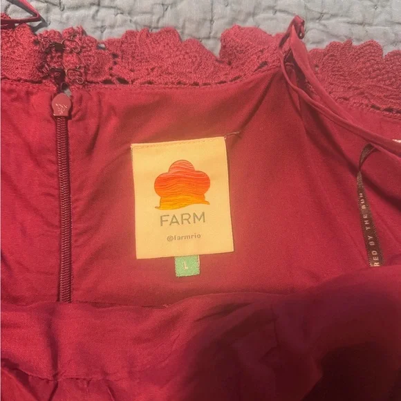 Farm-Rio Spaghetti Strap Lace-Trim Midi Dress in a dark red. - Picture 11 of 11